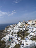 oia hillside santorini greece