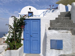santorini blue doors greece